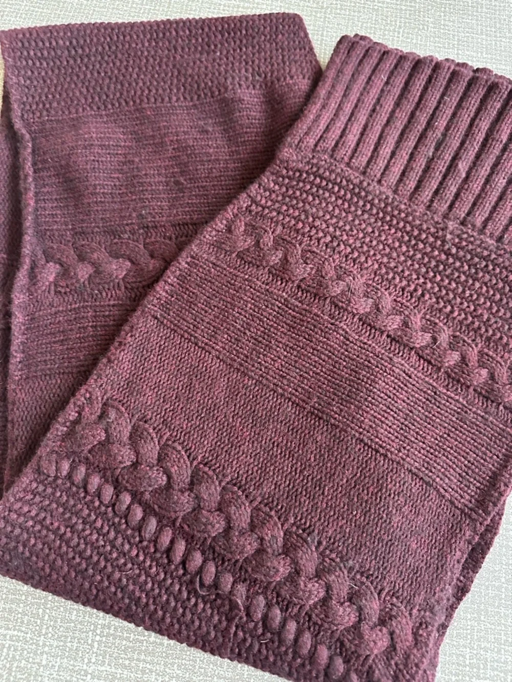 UGG‎ Plum Knit Scarf O/S Cable Knit Chunky Cozy Winter Wrap Shawl